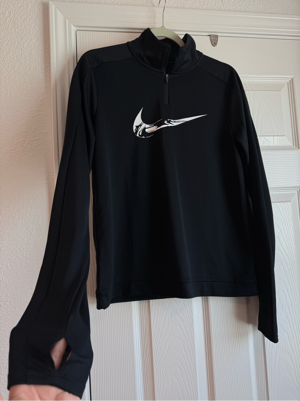 Nike Black Half-Zip Crew with White Swoosh